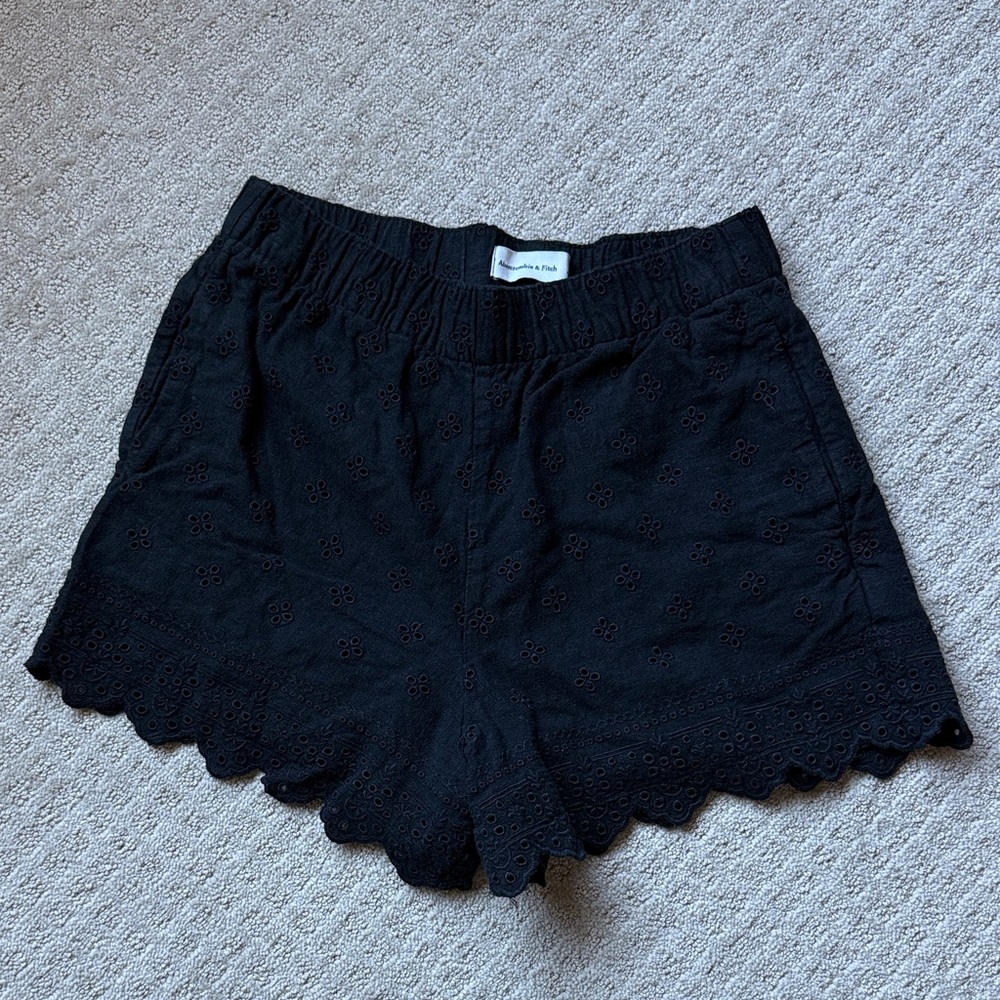 Abercrombie & Fitch Black Eyelet High Waist Shorts